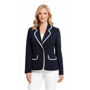 Pendleton Petite Navy 2 Button Blazer with White Trim size 4